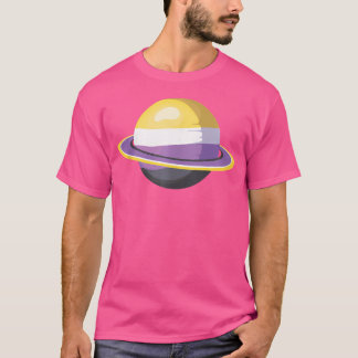 Lgbtプライド非バイナリフラッグ土星天文学非Bi Tシャツ