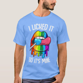LGBTプライド わたしが舐めたからこれはわたしのもの 虹色の唇 re Tシャツ