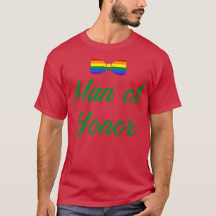 LGBTプライド ゲイのバチェラーパーティー マン・オブ・オナー 婚約 Tシャツ