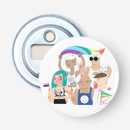 LGBTプライド。ゲイの愛。レインボーフラッグ。 栓抜き (正面)