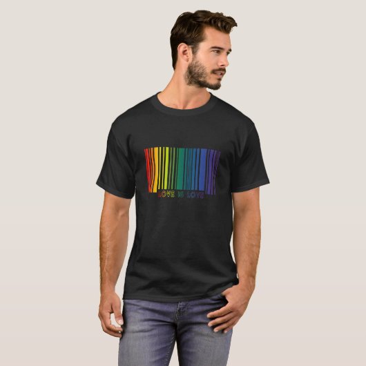 LGBTプライド バーコード ラブ・イズ・ラブ Tシャツ (正面フル)