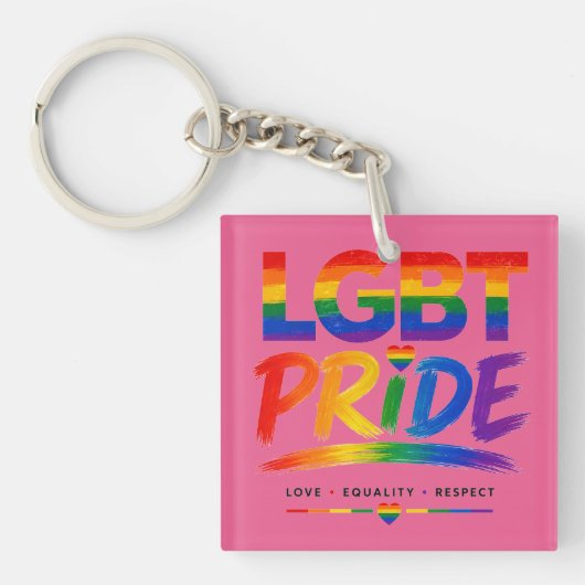 LGBTプライド レインボータイポグラフィ キーホルダー (正面)