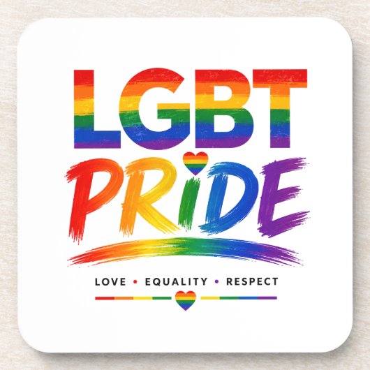 LGBTプライド レインボータイポグラフィ コースター (正面)