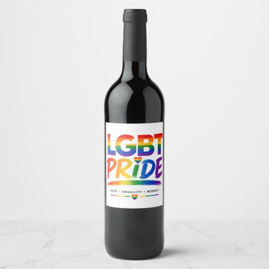 LGBTプライド レインボータイポグラフィ ワインラベル (正面)