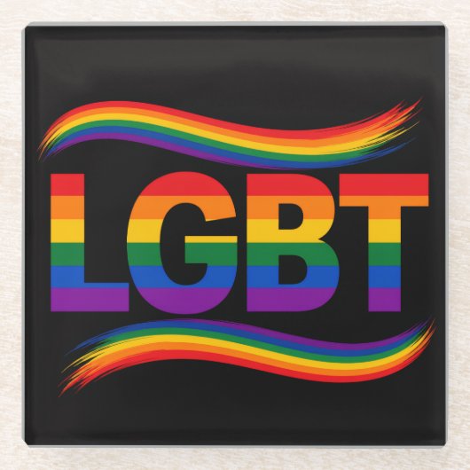 LGBTプライド レインボーデザイン ガラスコースター (正面)