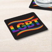 LGBTプライド レインボーデザイン スクエアペーパーコースター (アングル)