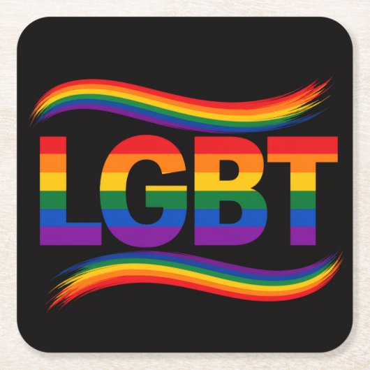 LGBTプライド レインボーデザイン スクエアペーパーコースター (正面)