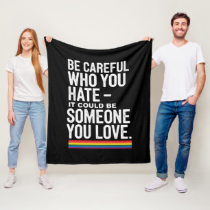 LGBTプライド 嫌いな人を選べ Funny Quote フリースブランケット