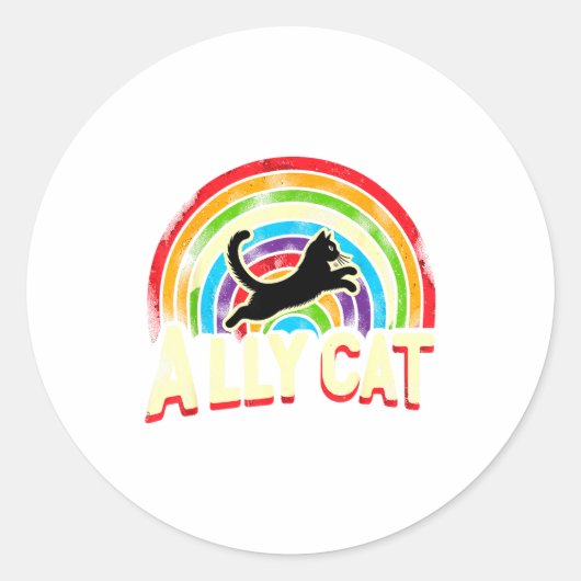 LGBTプライド 猫の仲間Tシャツ ラウンドシール (正面)