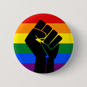 LGBTプライド(虹)フラグ(拳を上げた状態) 缶バッジ