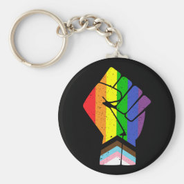 LGBTプライド（進歩）拳を上げた国旗 キーホルダー
