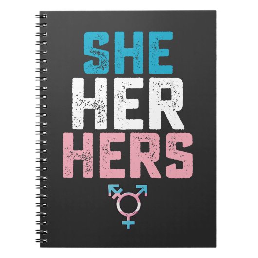 LGBTプライド She Her Hers トランスジェンダー 代名詞 ノートブック (正面)