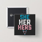 LGBTプライド She Her Hers トランスジェンダー 代名詞 缶バッジ (正面&裏面)