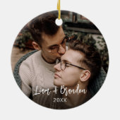 LGBTプログレスプライドレインボーパーソナライズされたクリスマス セラミックオーナメント (裏面)