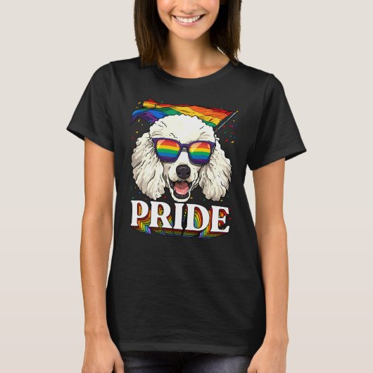 Lgbtプードルゲイプライドレインボーフラッグサングラッセ Tシャツ (正面)