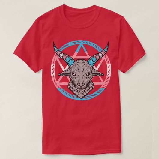 LGBTペンタグラムヤギゴシックトランスジェンダー Tシャツ (デザイン正面)