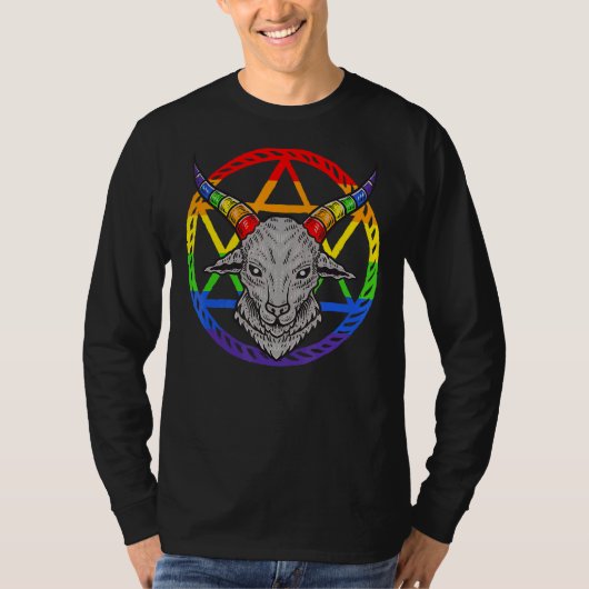 LGBTペンタグラムヤギゴシックLGBT Tシャツ (正面)