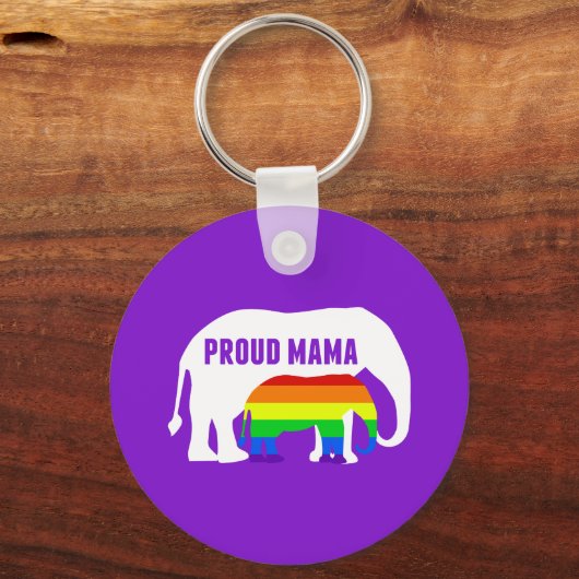 LGBTマ誇りを持ったマゾウゲイプライドマムパープル キーホルダー (正面)