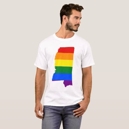 LGBTミシシッピ州,米国の州旗の地図Tシャツ Tシャツ (正面フル)