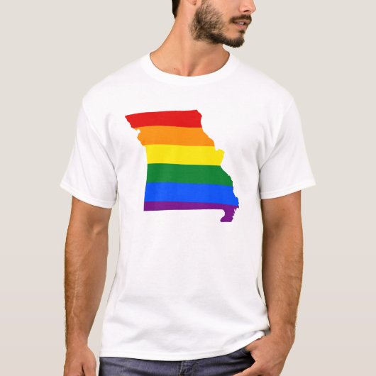 LGBTミズーリ州旗の地図Tシャツ Tシャツ (正面)