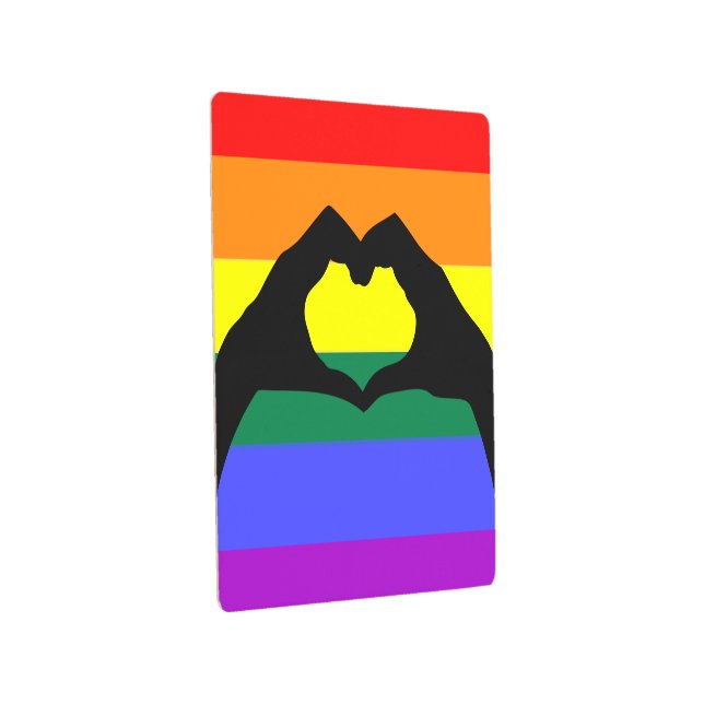 LGBTレインボーとハートハンドシルエット メタルプリント (3/4)