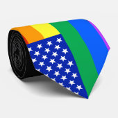 LGBTレインボーアメリカ国旗 ネクタイ (ロール)