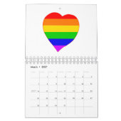 LGBTレインボーカラーハート カレンダー (3月 2027)