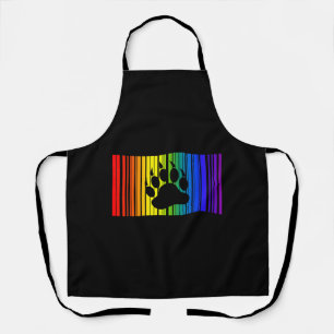 Lgbtレインボーカラーバーコードアイコンプライドゲイベア エプロン