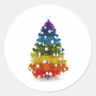 LGBTレインボークリスマスツリーステッカー ラウンドシール