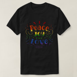 LGBTレインボーグリッターピースジョイラブ Tシャツ
