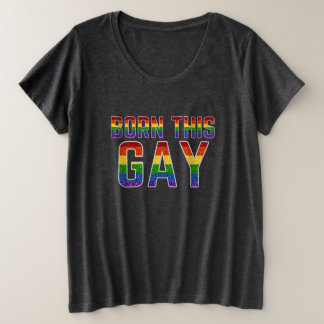 LGBTレインボーグリッター生まれこのゲイ プラスサイズTシャツ
