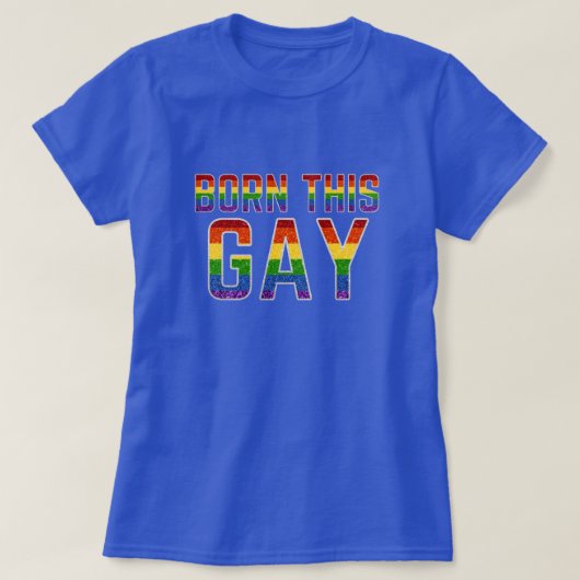 LGBTレインボーグリッター生まれこのゲイ Tシャツ (デザイン正面)