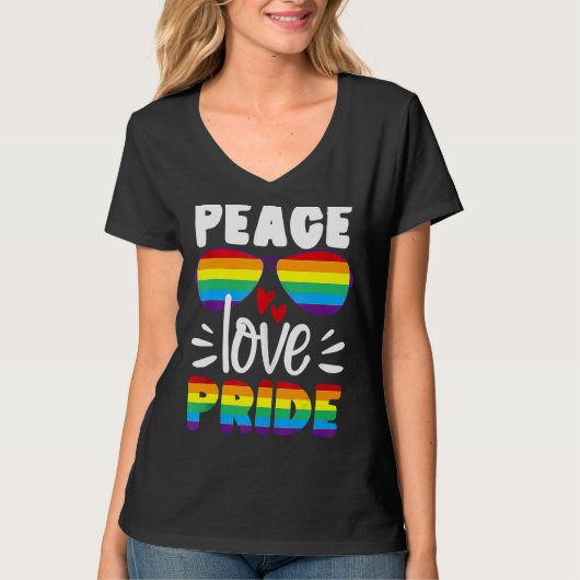 Lgbtレインボーゲイピースラブプライド Tシャツ (正面)