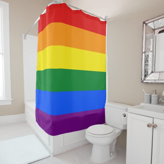 LGBTレインボーゲイプライド国旗 シャワーカーテン (インサイチュ)