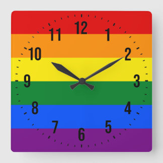 LGBTレインボーゲイプライド国旗 スクエア壁時計