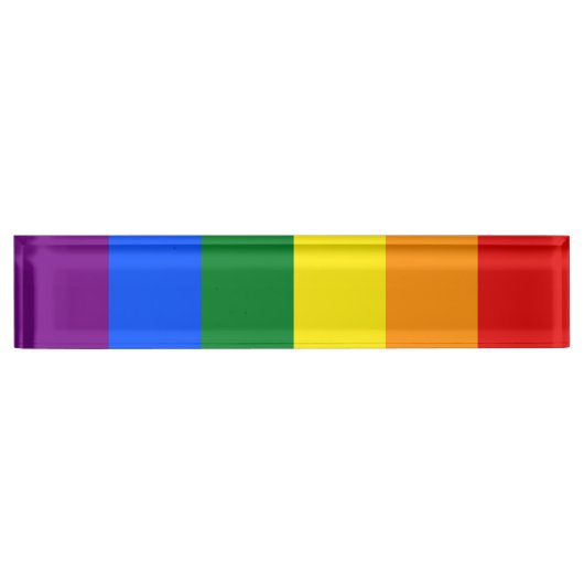 LGBTレインボーゲイプライド国旗 デスクネームプレート (正面)