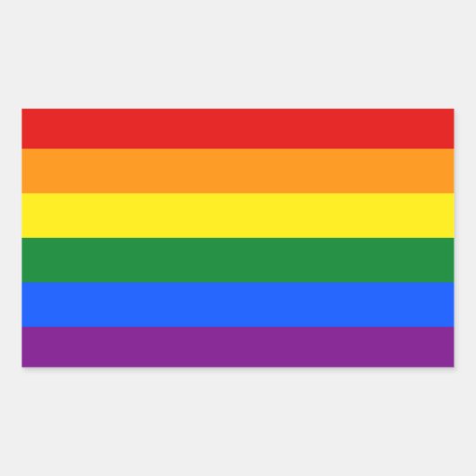 LGBTレインボーゲイプライド国旗 長方形シール (正面)