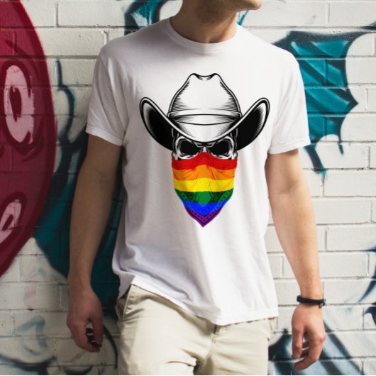 LgbtレインボースカルカウボーイTシャツ Tシャツ