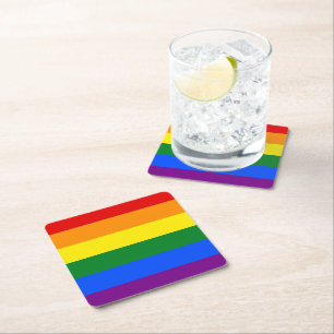 LGBTレインボーストライプ スクエアペーパーコースター