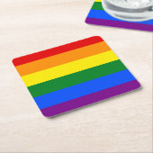 LGBTレインボーストライプ スクエアペーパーコースター (アングル)