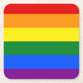LGBTレインボーストライプ スクエアペーパーコースター (正面)