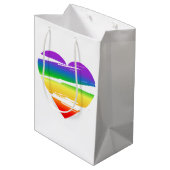 Lgbtレインボーハートブラシ効果 ミディアムペーパーバッグ (裏面アングル)