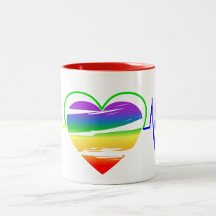 Lgbtレインボーハートライン ツートーンマグカップ