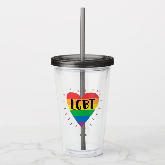 LGBTレインボーハート アクリルタンブラー (正面)