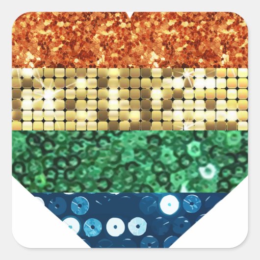 lgbtレインボーハート スクエアシール (正面)