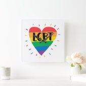 LGBTレインボーハート スクエア壁時計 (ホーム)