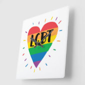 LGBTレインボーハート スクエア壁時計 (傾斜)
