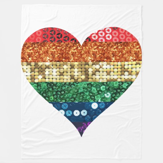 lgbtレインボーハート フリースブランケット (正面)