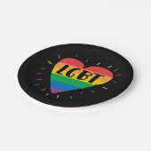 LGBTレインボーハート ペーパープレート (アングル)