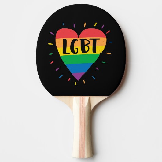 LGBTレインボーハート 卓球ラケット (正面)